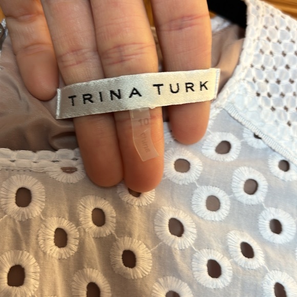 Trina Turk White Marquise Circle Eyelet Dress (Size 10) - Picture 8 of 9